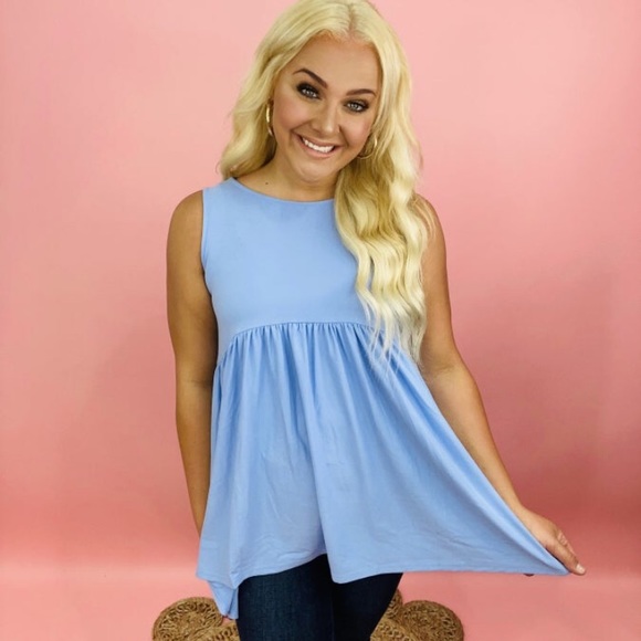 Zenana Tank Top Blue Sleeveless Babydoll 2X Women’s - Picture 2 of 2